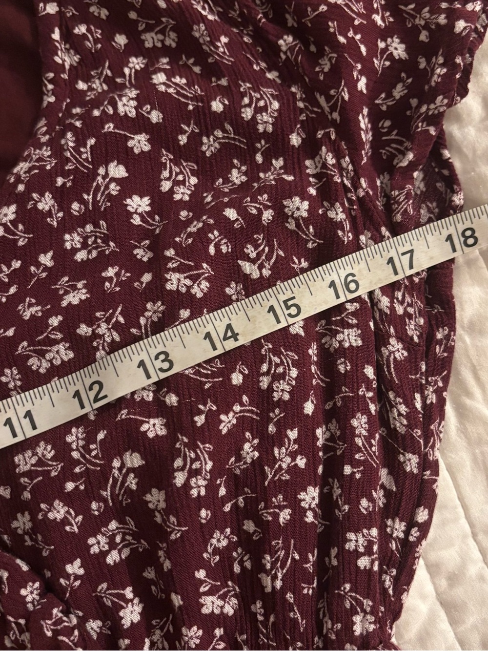 Abercrombie & Fitch Floral High Low Midi Dress L Burgundy White Tie Front Cutout - Picture 9 of 12